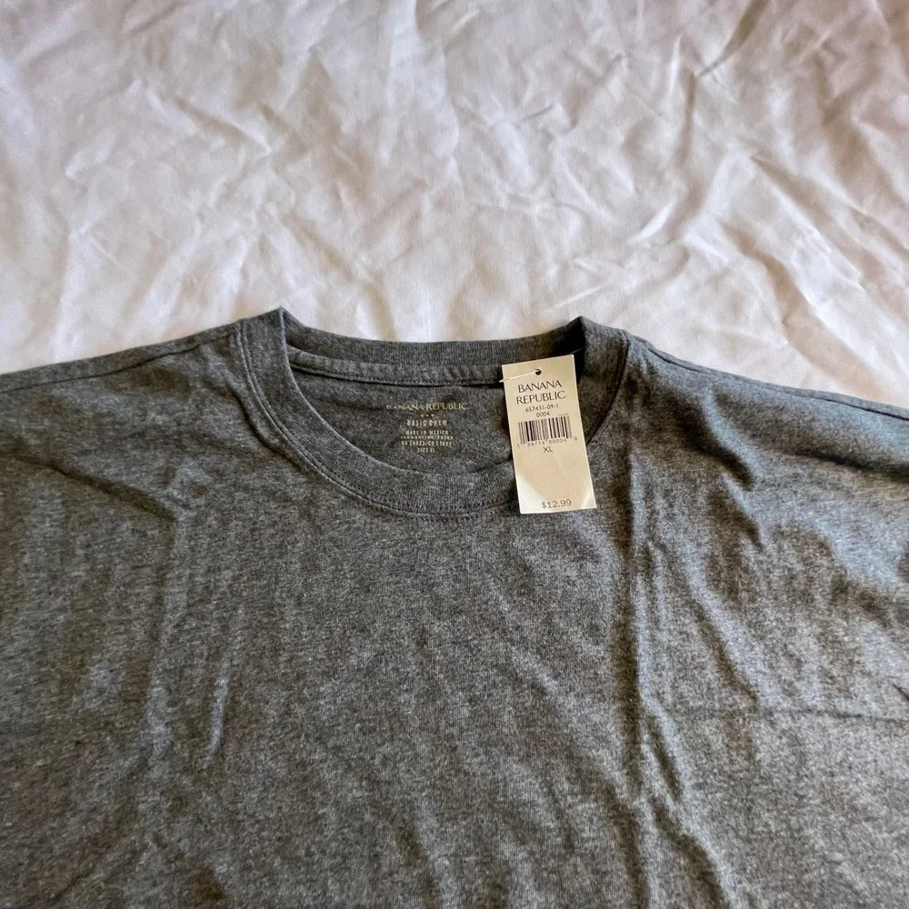 Banana Republic Mens Basic Crew T-Shirt XL Heather Grey Short Sleeve 657431-09-1